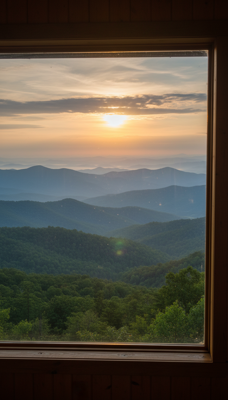 Breathtaking view of the Blue Ridge Mountains from a luxurious cabin